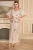 Apricot Flower Long Sequins 1920s Dress with Accessories Set sold by Zapaka