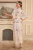 Apricot Flower Long Sequins 1920s Dress with Accessories Set sold by Zapaka