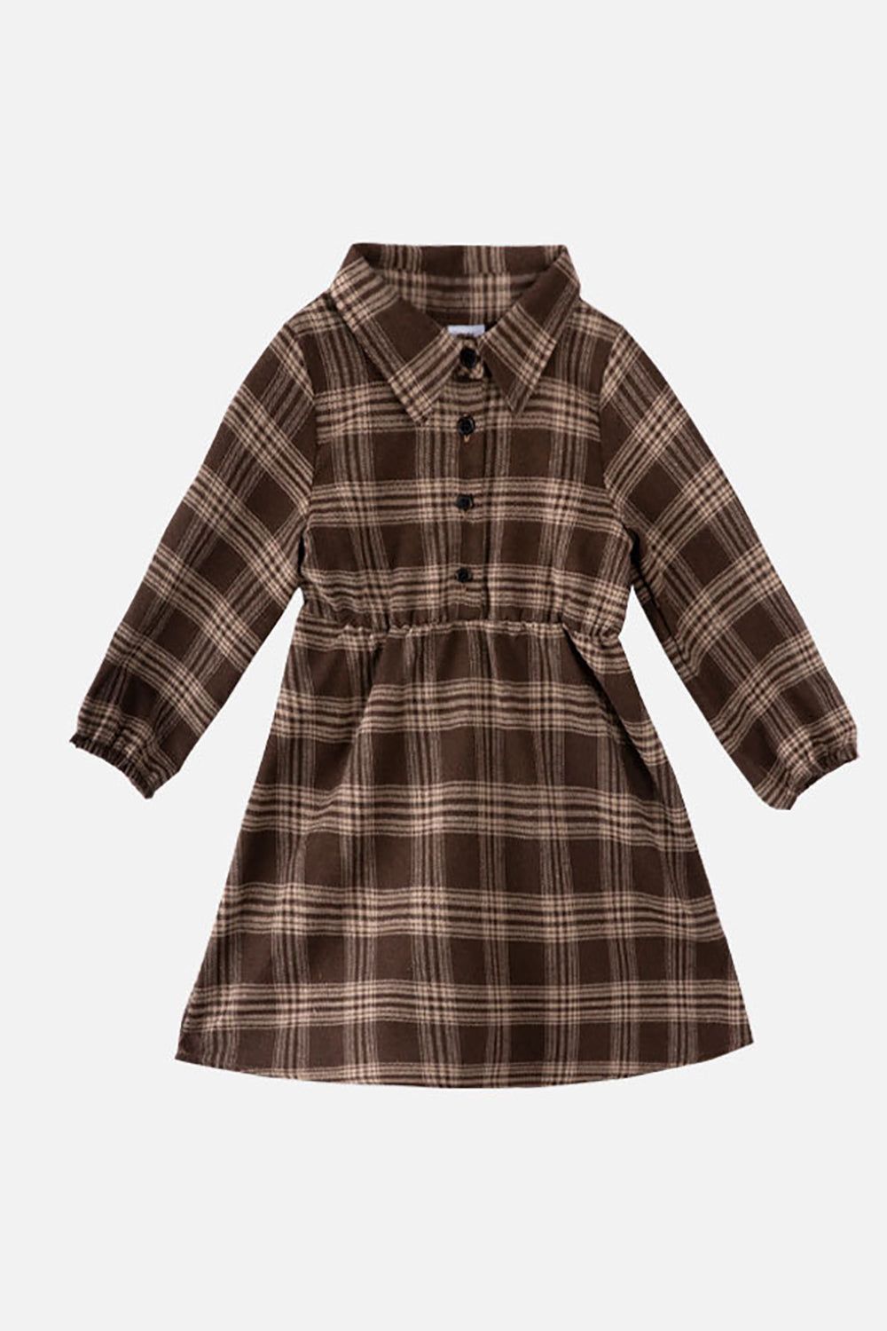 Family Matching Outfits Brown Plaid Bowknot Dresses and Long Sleeves T-Shirt sold by Zapaka product image thumbnail 3