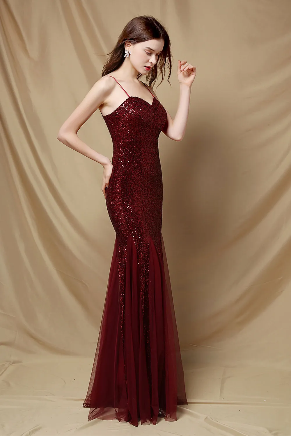 Burgundy Mermaid Sequins Party Dress sold by Zapaka product image thumbnail 3