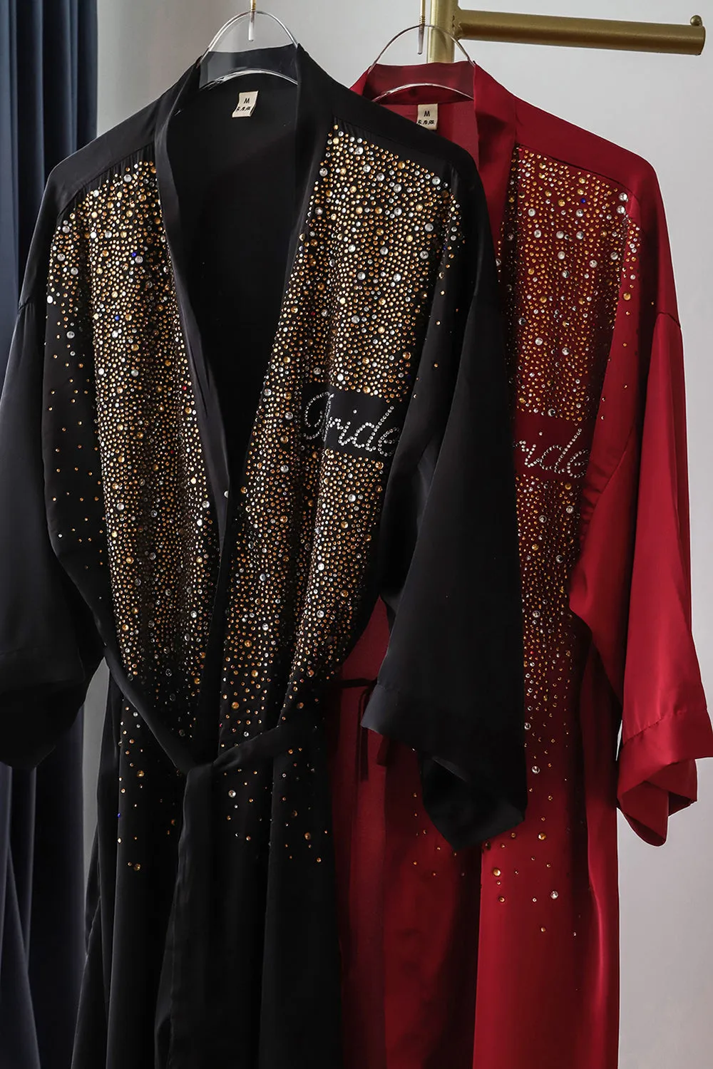 Black Shiny Bride Bridesmaid Robe with Rhinestones sold by Zapaka product image thumbnail 3