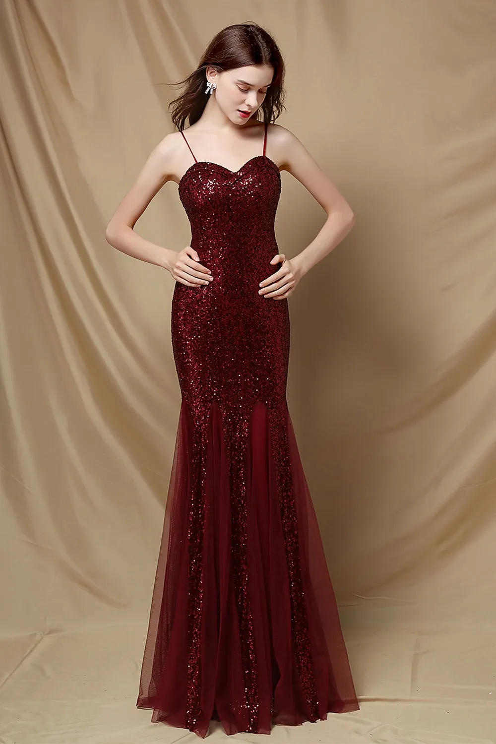 Burgundy Mermaid Sequins Party Dress sold by Zapaka product image thumbnail 4