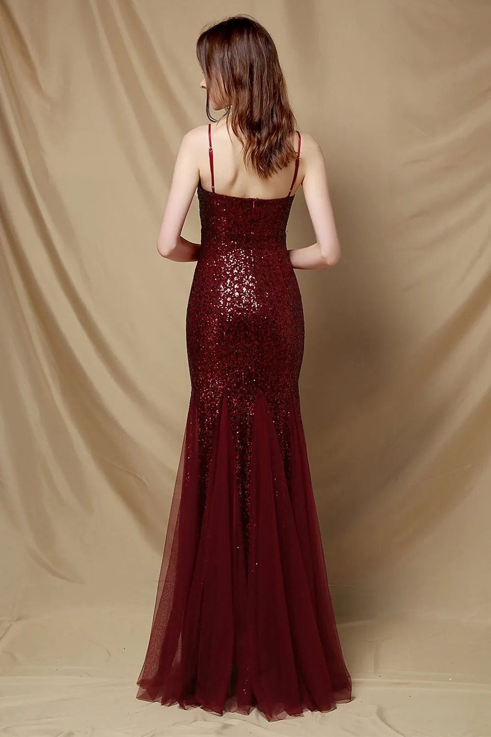 Burgundy Mermaid Sequins Party Dress sold by Zapaka product image thumbnail 2