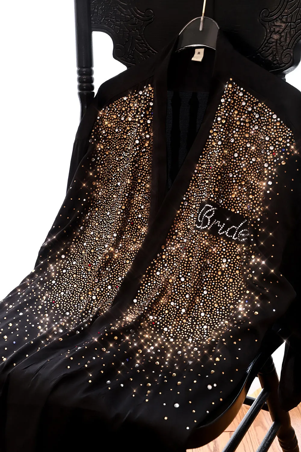 Black Shiny Bride Bridesmaid Robe with Rhinestones sold by Zapaka product image thumbnail 5
