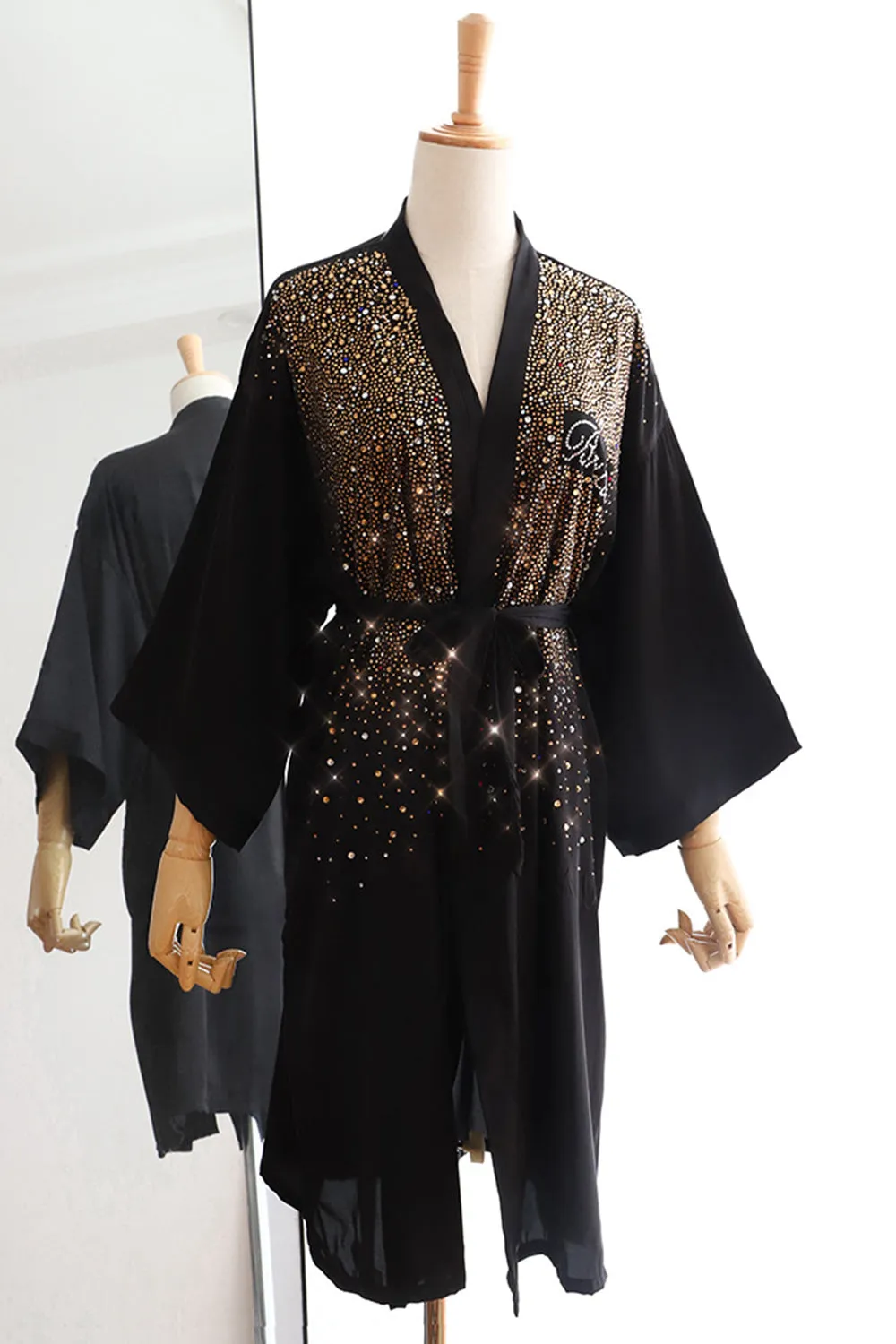 Black Shiny Bride Bridesmaid Robe with Rhinestones sold by Zapaka product image thumbnail 2