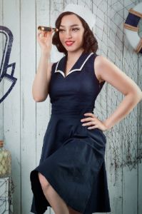 Navy Blue 1950s Style Dress sold by Zapaka