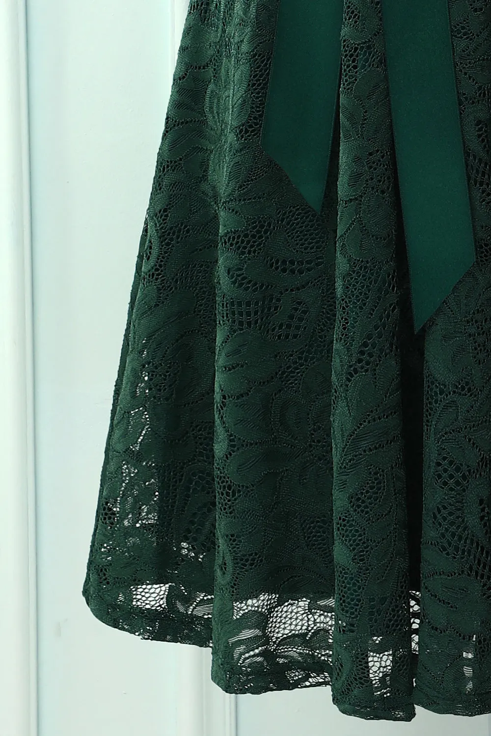 Green V Neck Bridesmaid Lace Dress sold by Zapaka product image thumbnail 4