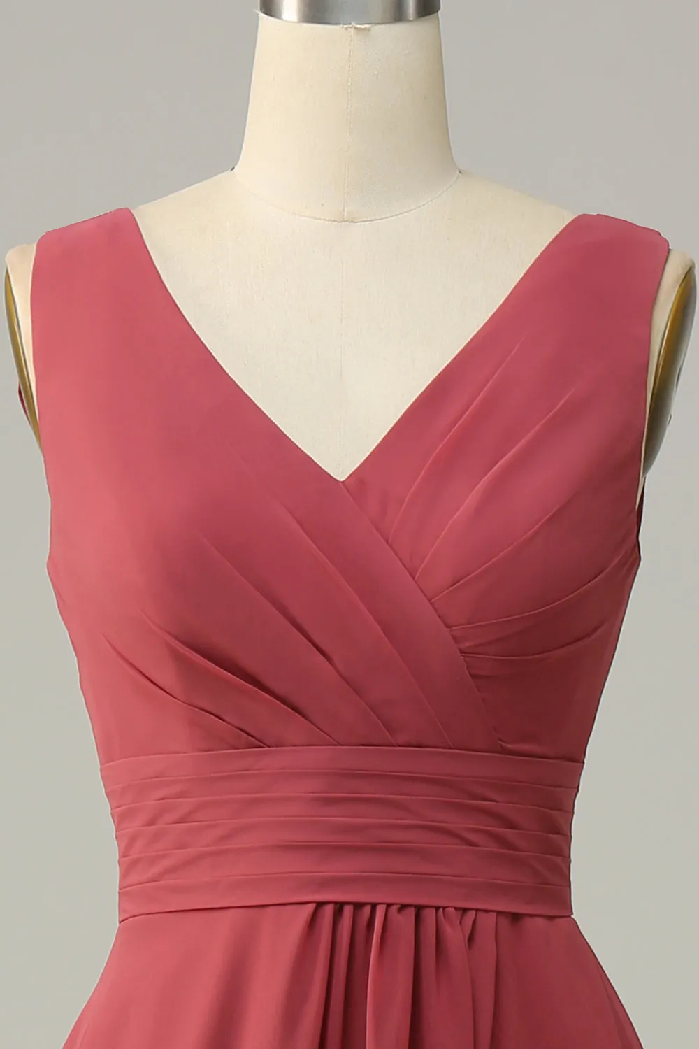 V Neck Desert Rose Sleeveless Chiffon Long Bridesmaid Dress sold by Zapaka product image thumbnail 4