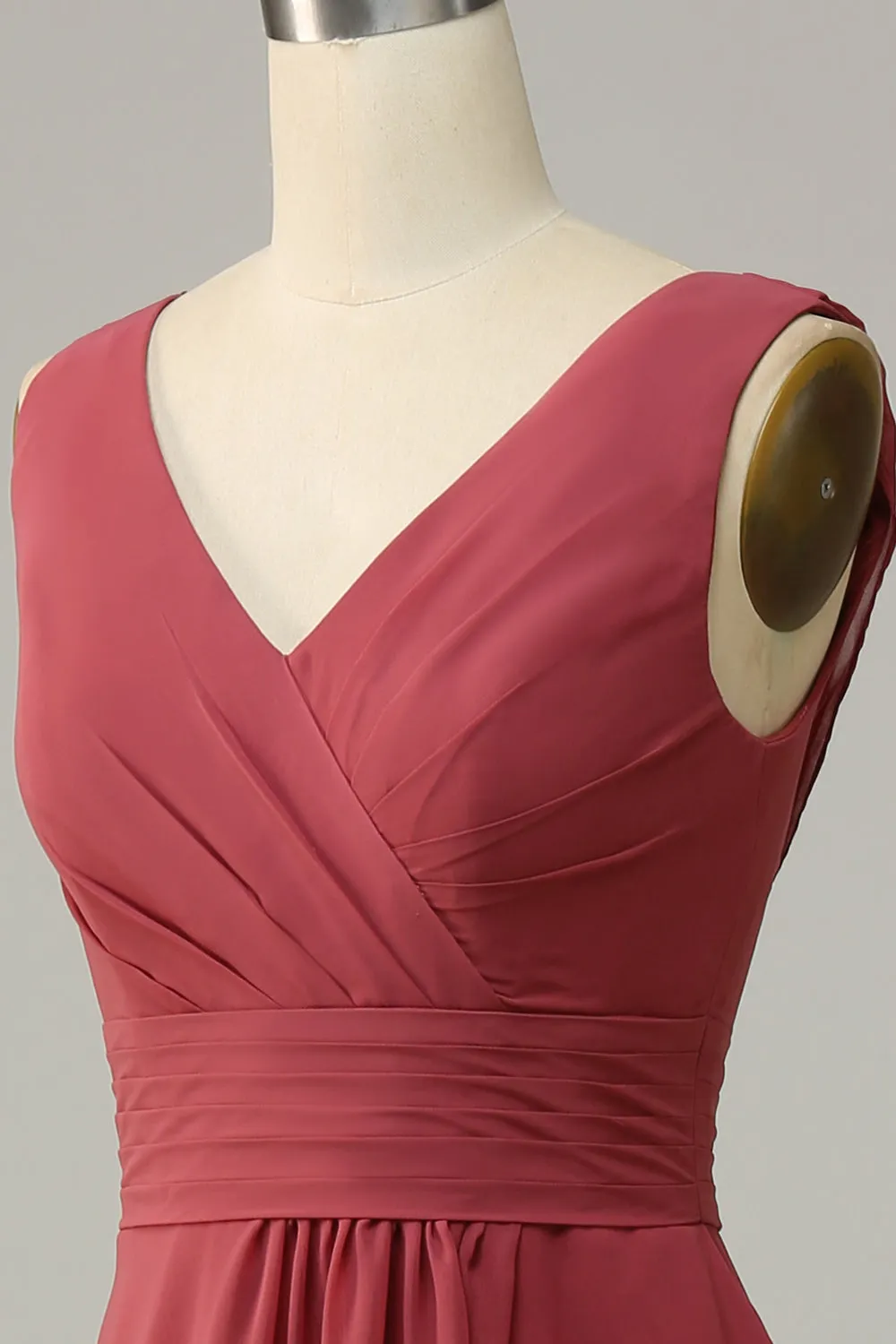 V Neck Desert Rose Sleeveless Chiffon Long Bridesmaid Dress sold by Zapaka product image thumbnail 5