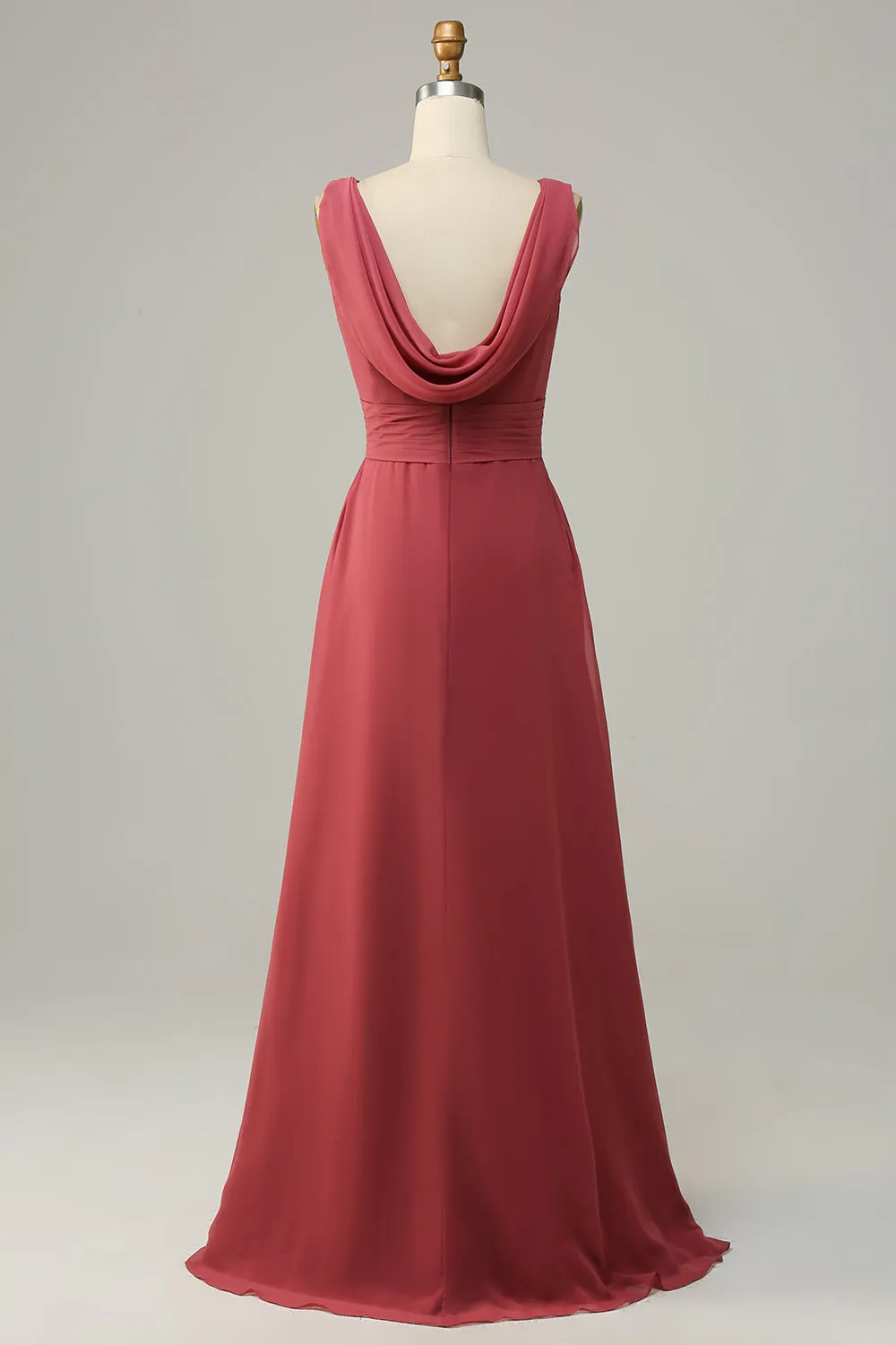 V Neck Desert Rose Sleeveless Chiffon Long Bridesmaid Dress sold by Zapaka product image thumbnail 2