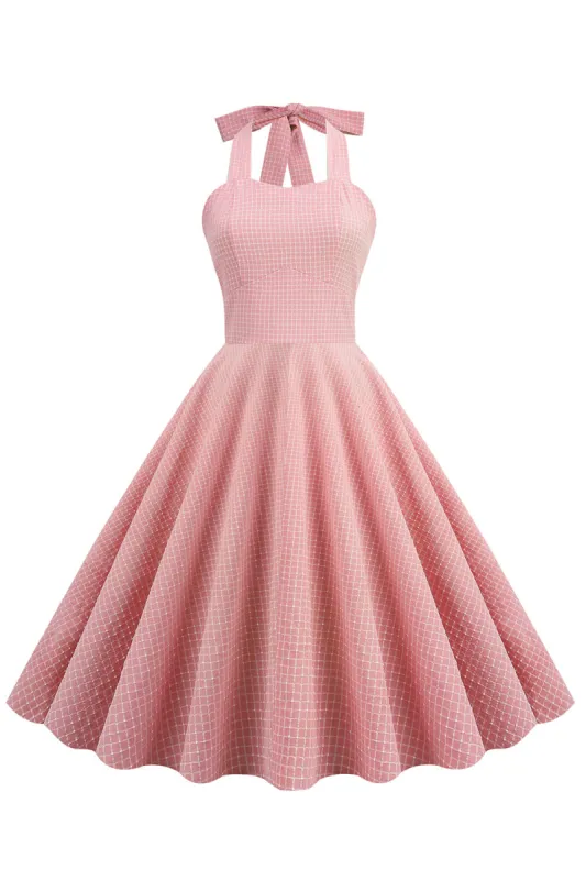 Halter Plaid 1950s Swing Dress sold by Zapaka