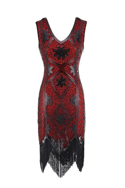 Sequins Beaded V-neck 1920s Dress sold by Zapaka