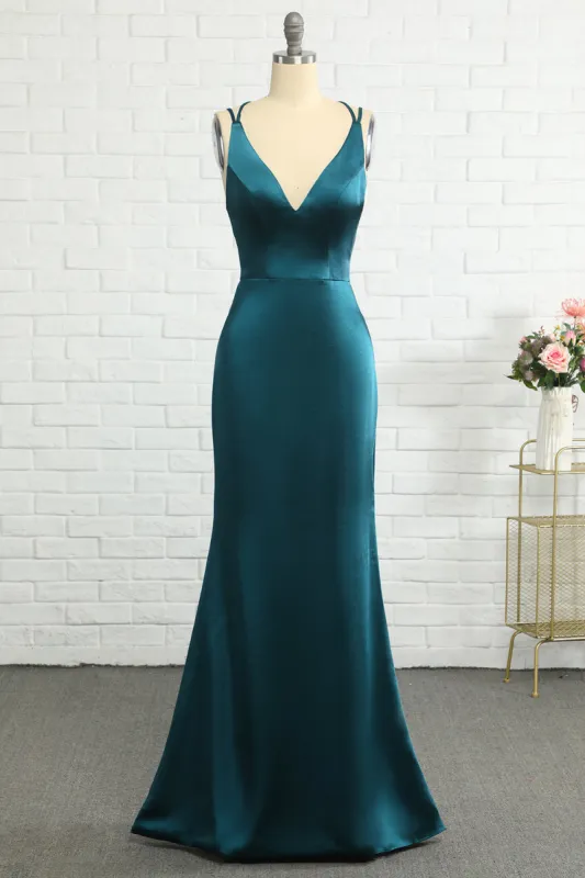 Peacock Blue Mermaid Backless Long Prom Dress sold by Zapaka
