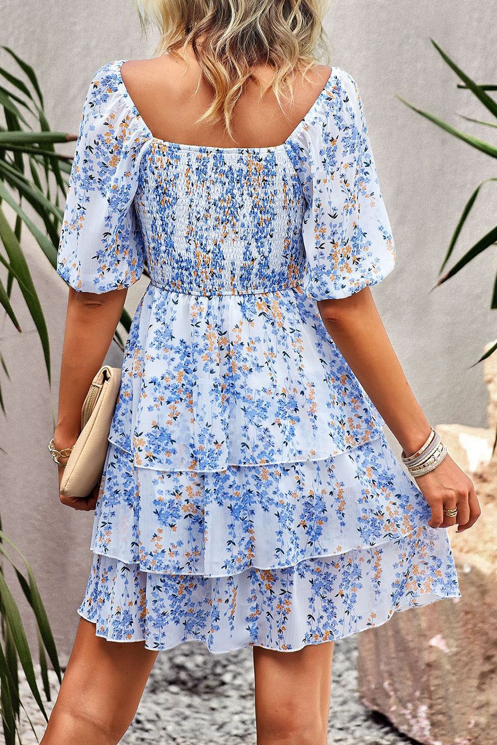 White Printed Off the Shoulder Knee Length Summer Dress sold by Zapaka product image thumbnail 2