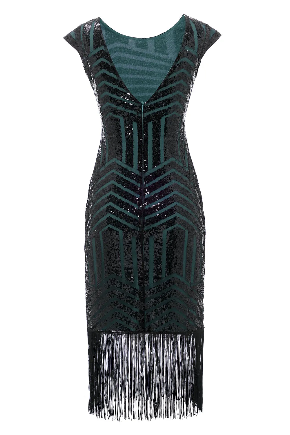 Green Round Neck 1920s Flapper Dress sold by Zapaka product image thumbnail 2