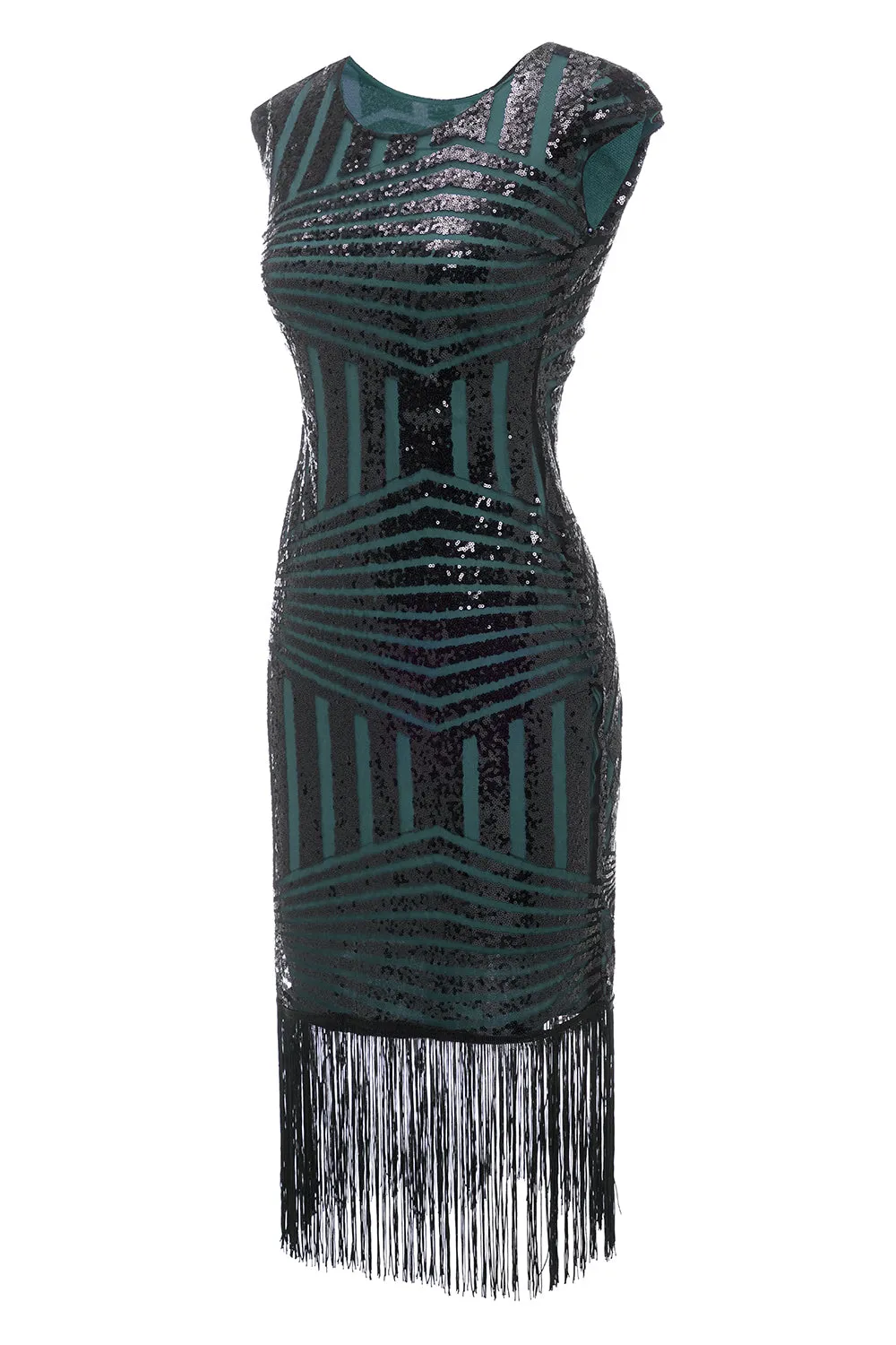 Green Round Neck 1920s Flapper Dress sold by Zapaka product image thumbnail 3