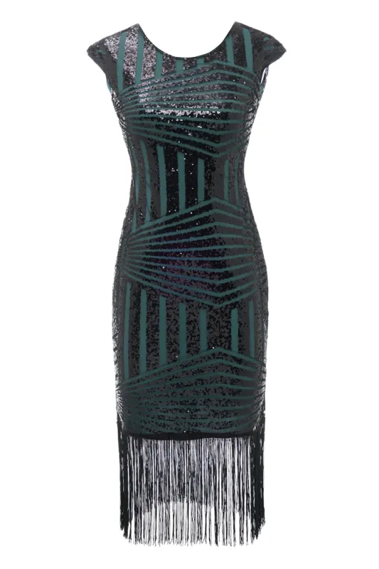 Green Round Neck 1920s Flapper Dress sold by Zapaka