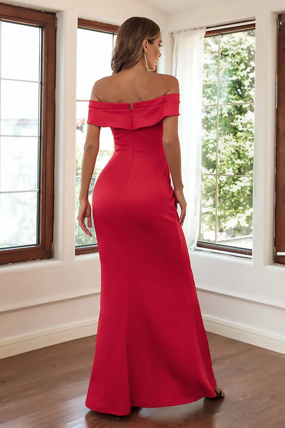 Off The Shoulder Red Sheath Long Formal Dress sold by Zapaka product image thumbnail 2