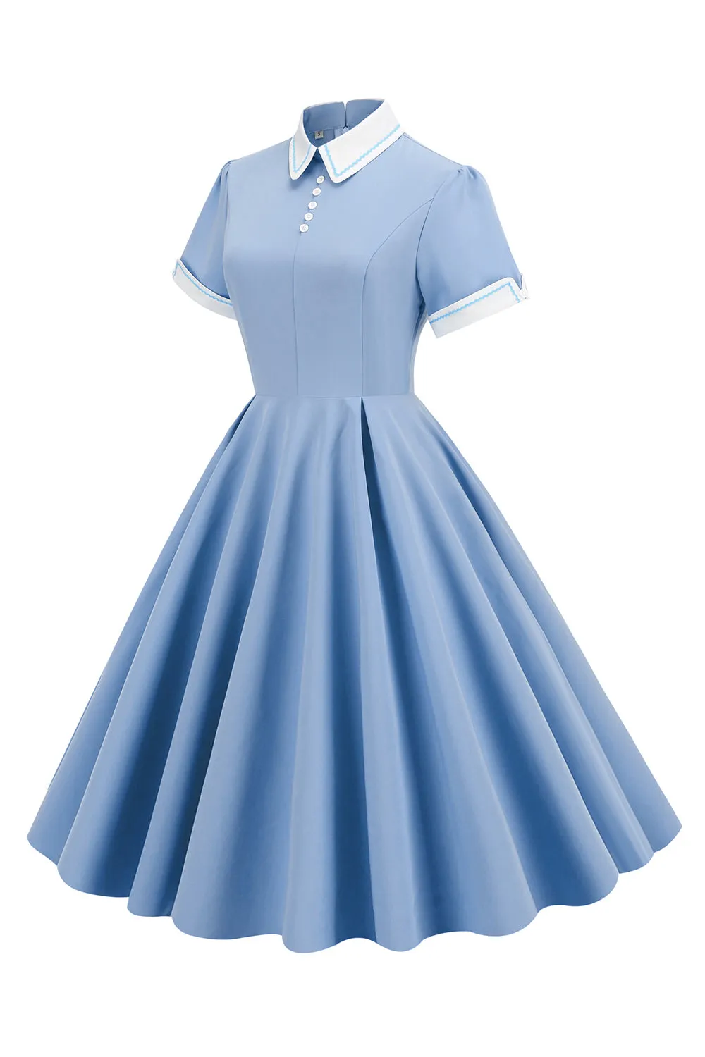 Light Blue 1950s Vintage Dress with Sleeves sold by Zapaka product image thumbnail 3