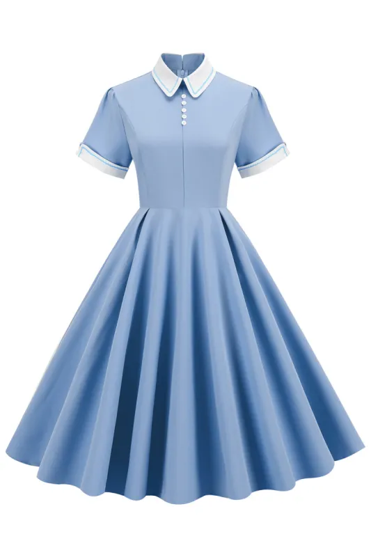 Light Blue 1950s Vintage Dress with Sleeves sold by Zapaka
