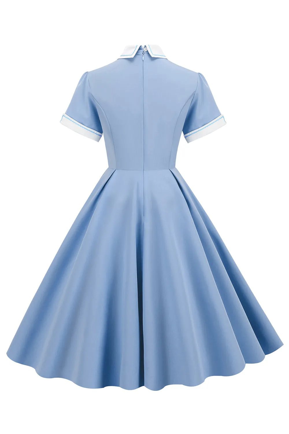 Light Blue 1950s Vintage Dress with Sleeves sold by Zapaka product image thumbnail 2