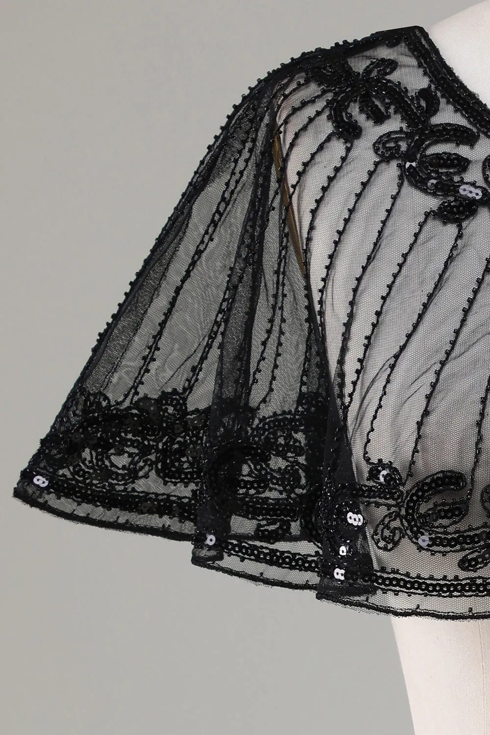 Black Beaded Glitter 1920s Cape for Women sold by Zapaka product image thumbnail 3