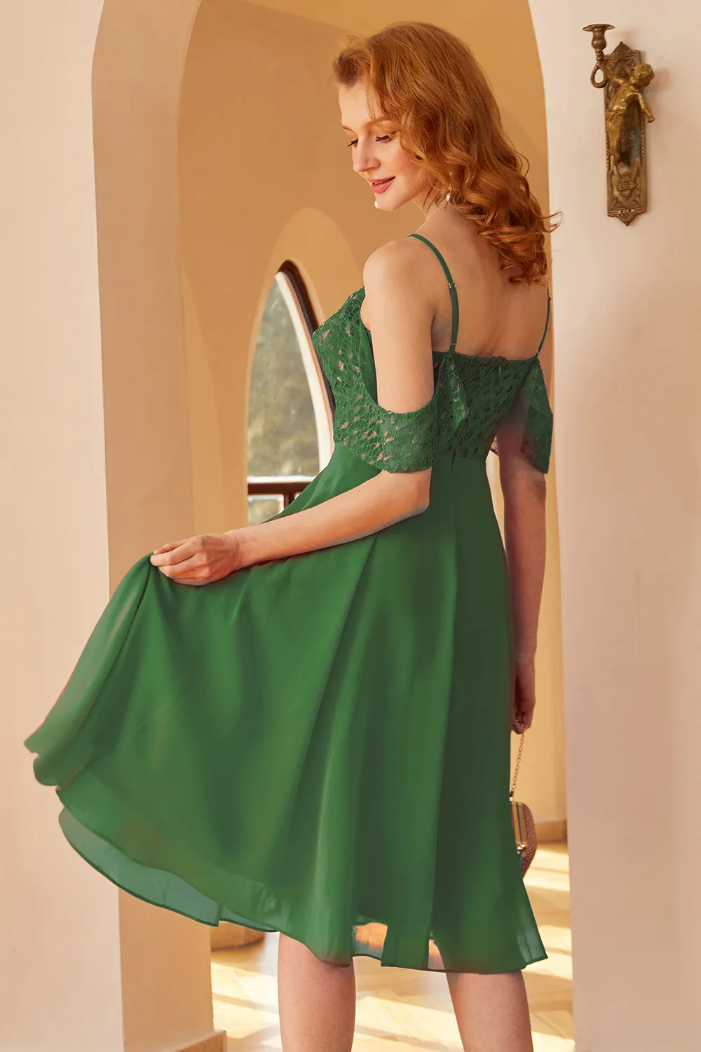 A Line Off the Shoulder Dark Green Lace Dress sold by Zapaka product image thumbnail 2