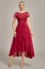 Sparkly Burgundy Asymmetrical Sequin Mother of Bride Dress with Appliques sold by Zapaka