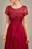 Sparkly Burgundy Asymmetrical Sequin Mother of Bride Dress with Appliques sold by Zapaka