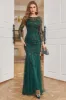 Dark Green Long Sleeves Beading Formal Evening Party Dress sold by Zapaka