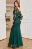 Dark Green Long Sleeves Beading Formal Evening Party Dress sold by Zapaka