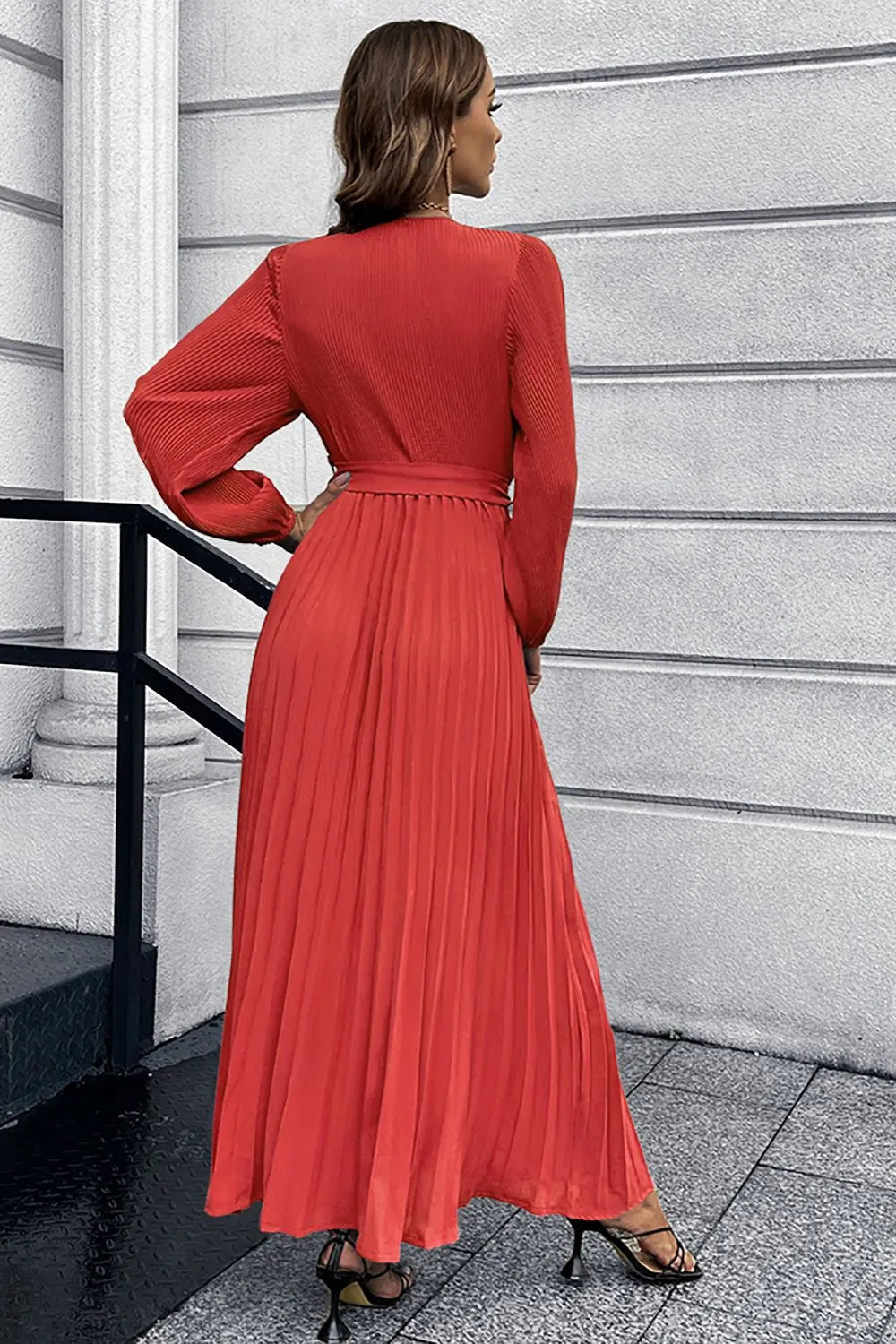 Long Sleeves Ruffles Casual Dress with Belt sold by Zapaka product image thumbnail 5