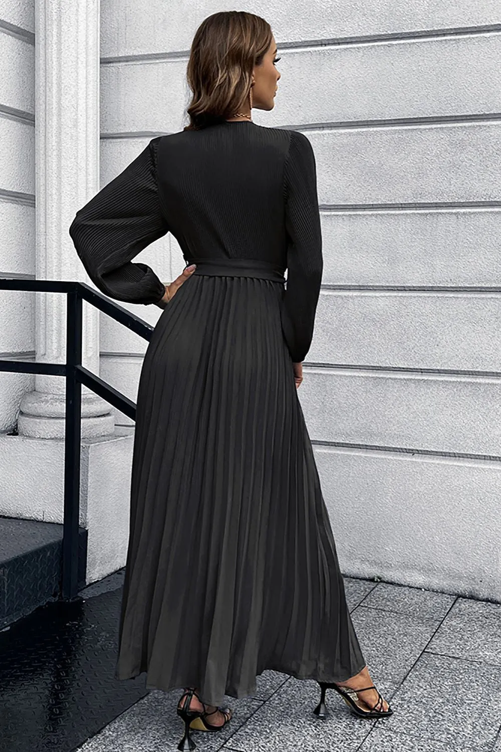 Long Sleeves Ruffles Casual Dress with Belt sold by Zapaka product image thumbnail 2