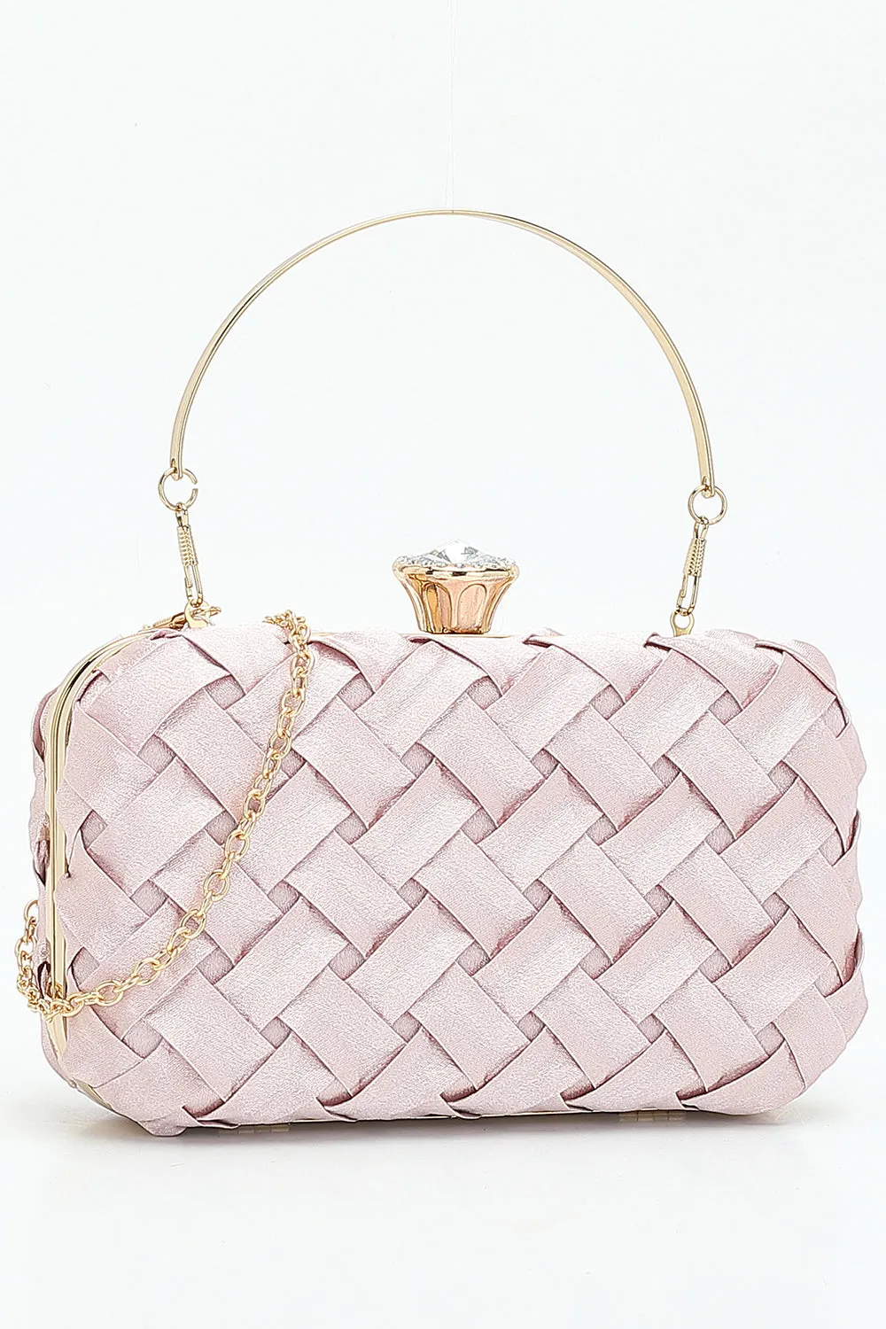 Pink Weave Party Clutch sold by Zapaka