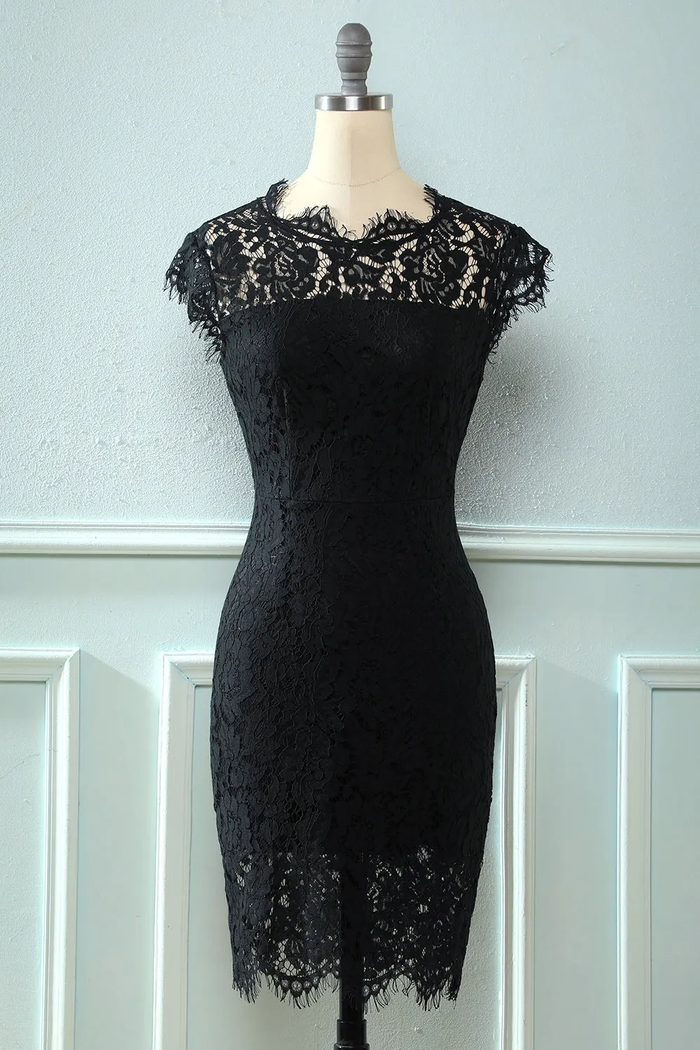 Black Bodycon Lace Dress sold by Zapaka