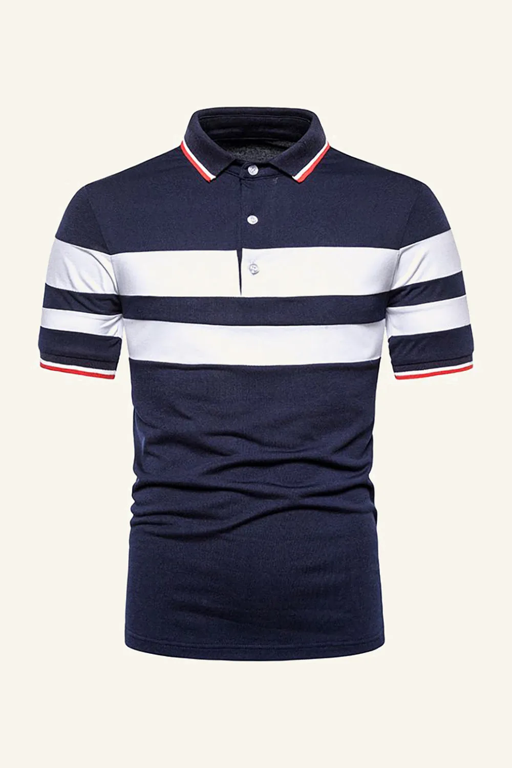 Stripes Black Short Sleeves Casual Polo Shirt sold by Zapaka