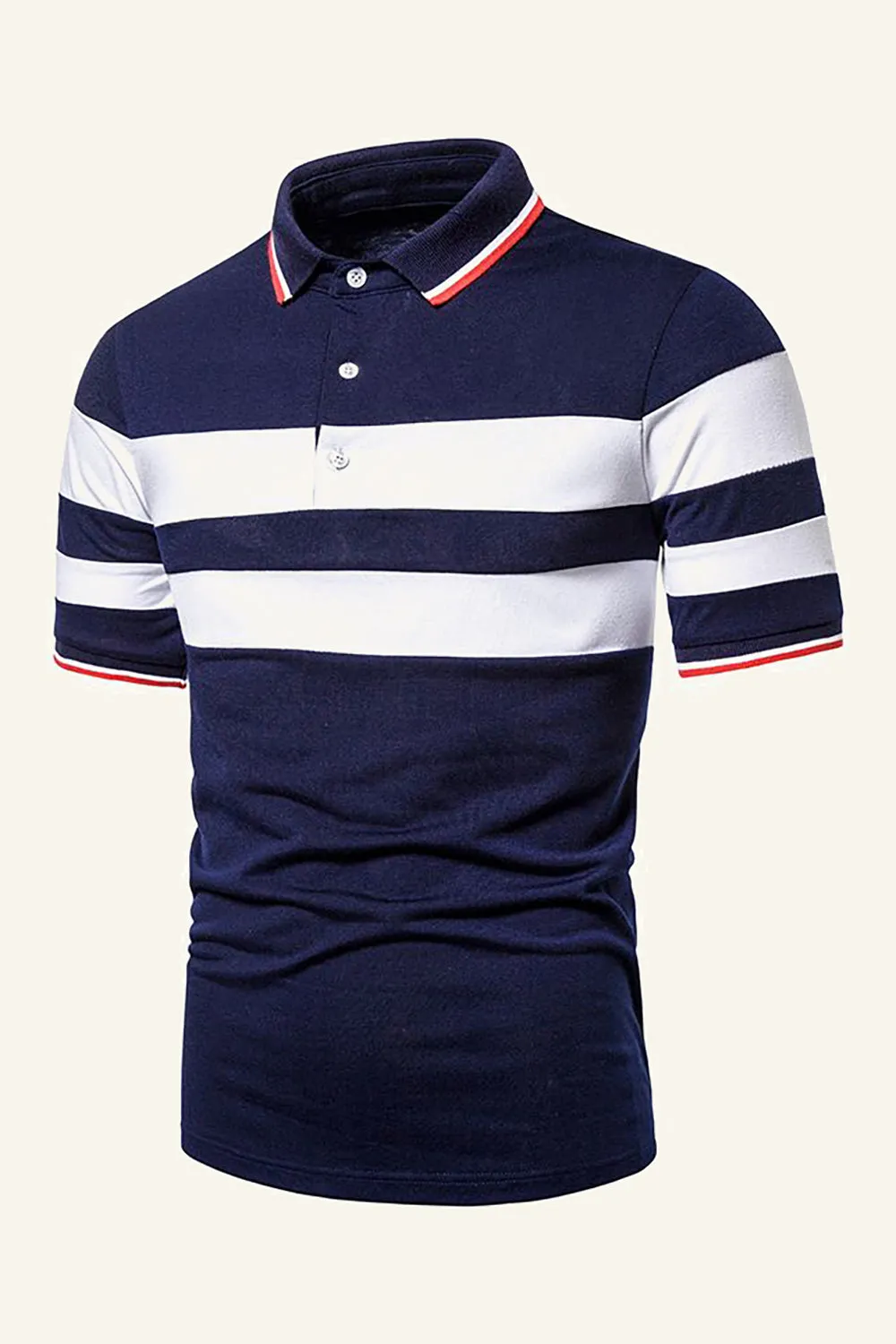 Stripes Black Short Sleeves Casual Polo Shirt sold by Zapaka product image thumbnail 2