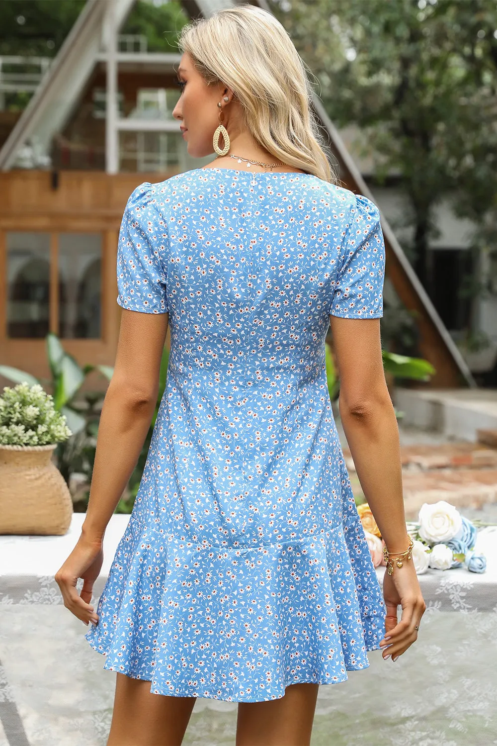 Blue Floral Print Casual Dress sold by Zapaka product image thumbnail 2