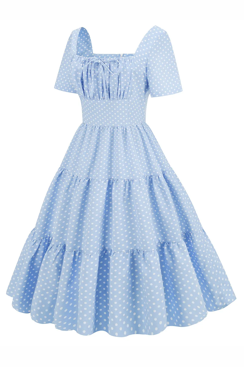Light Blue Polka Dots Swing 1950s Dress sold by Zapaka product image thumbnail 3