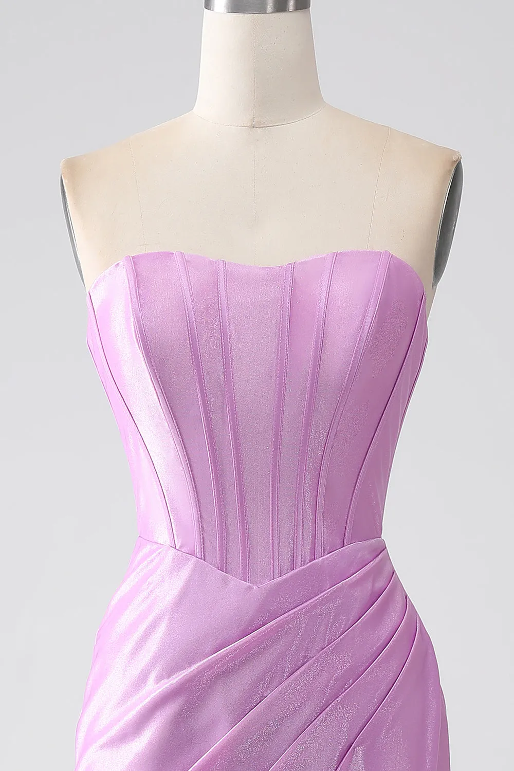 Strapless Purple Mermaid Corset Prom Dress with Pleated sold by Zapaka product image thumbnail 4