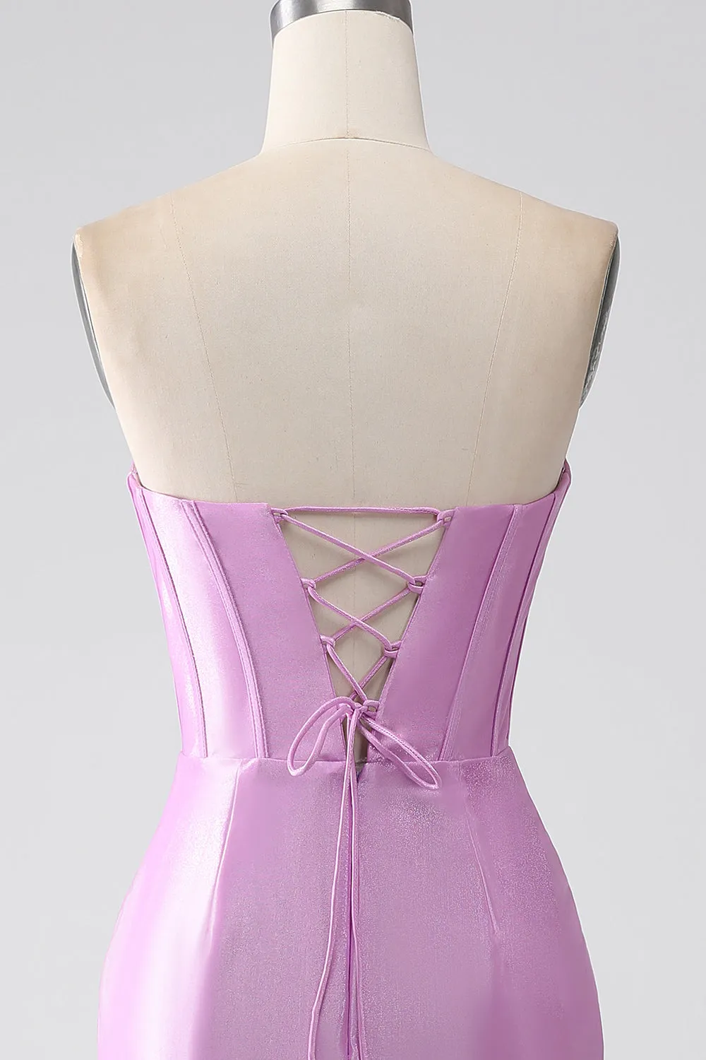 Strapless Purple Mermaid Corset Prom Dress with Pleated sold by Zapaka product image thumbnail 5