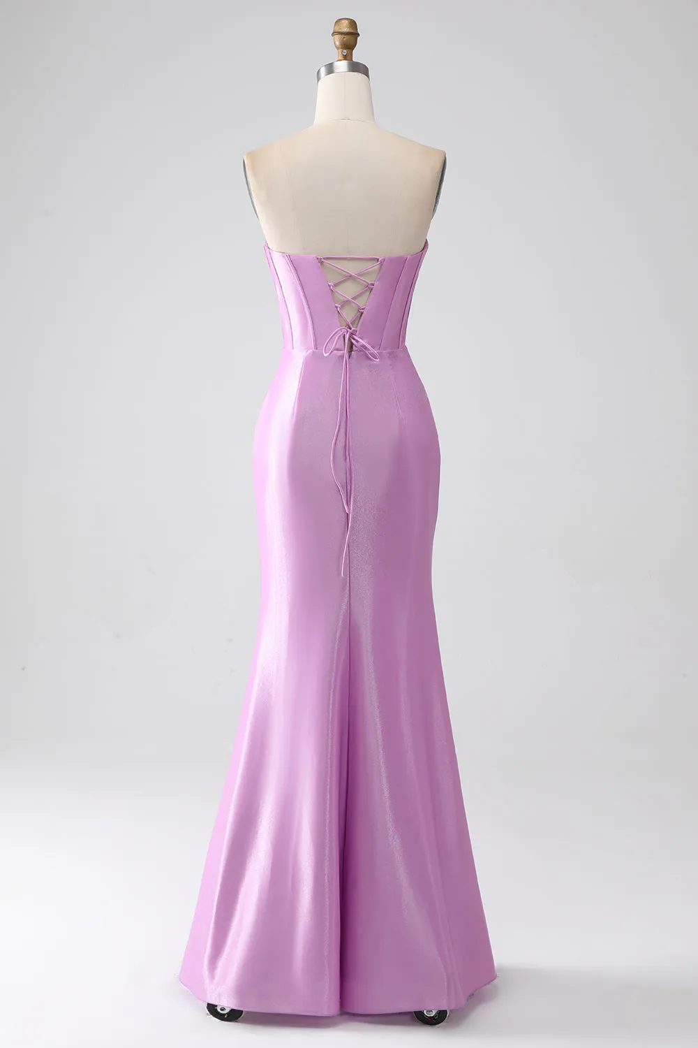 Strapless Purple Mermaid Corset Prom Dress with Pleated sold by Zapaka product image thumbnail 2