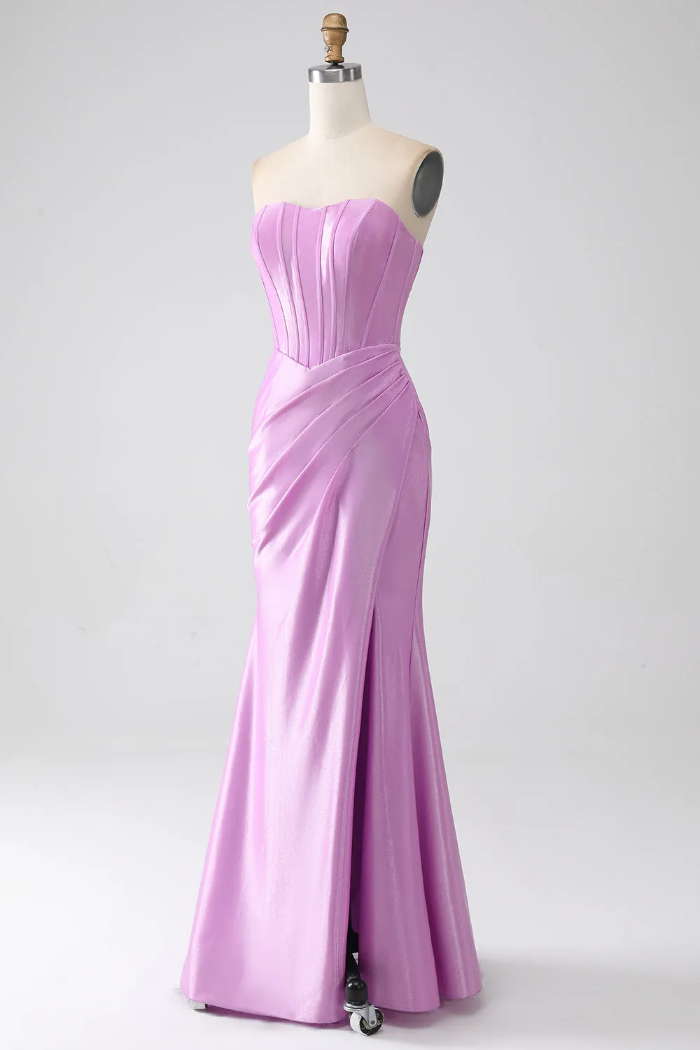 Strapless Purple Mermaid Corset Prom Dress with Pleated sold by Zapaka product image thumbnail 3