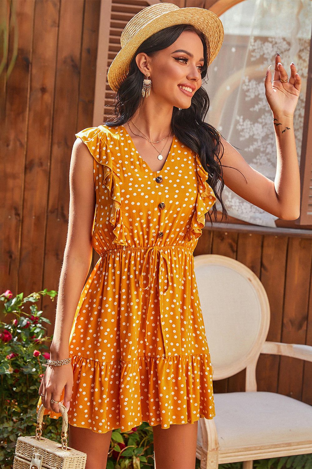 Batwing Sleeves Polka Dots Summer Dress sold by Zapaka product image thumbnail 5