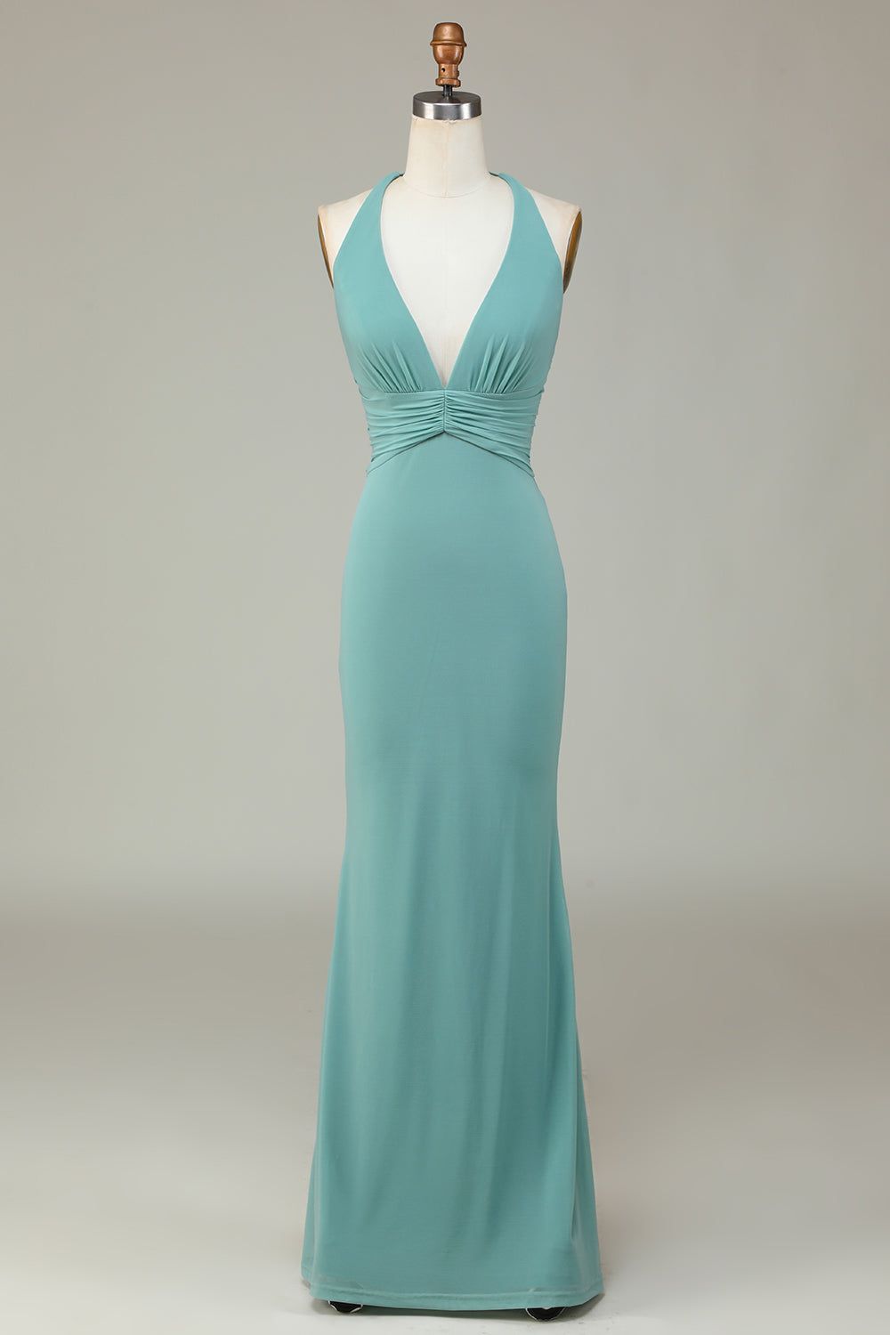 Mermaid Halter Sea Glass Bridesmaid Dress sold by Zapaka