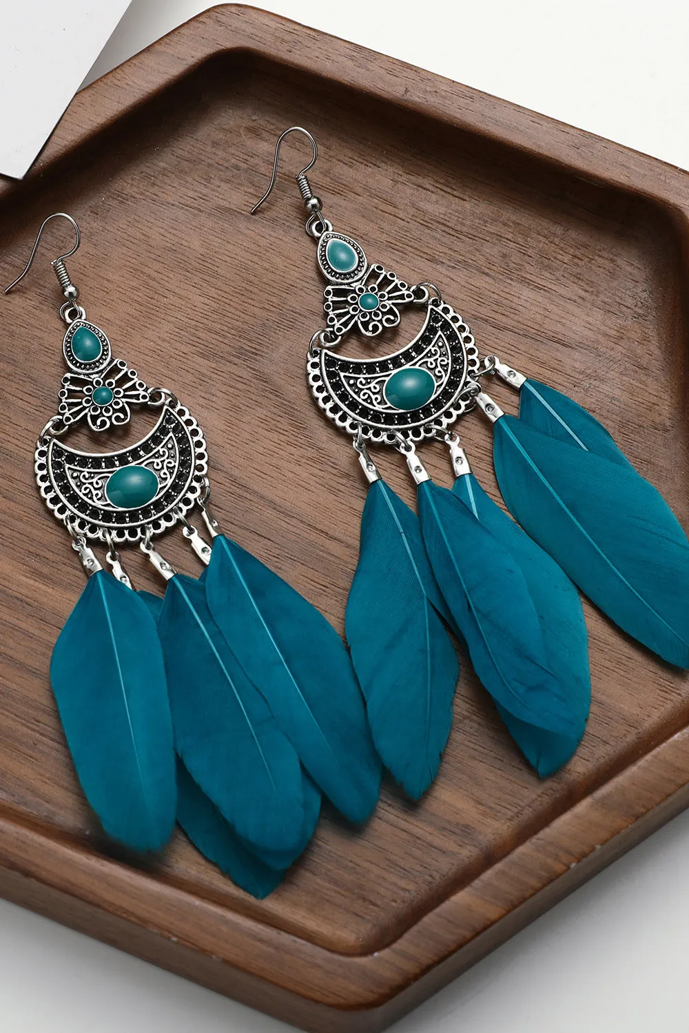 Peacock Blue Boho Style Drop Earrings sold by Zapaka product image thumbnail 2