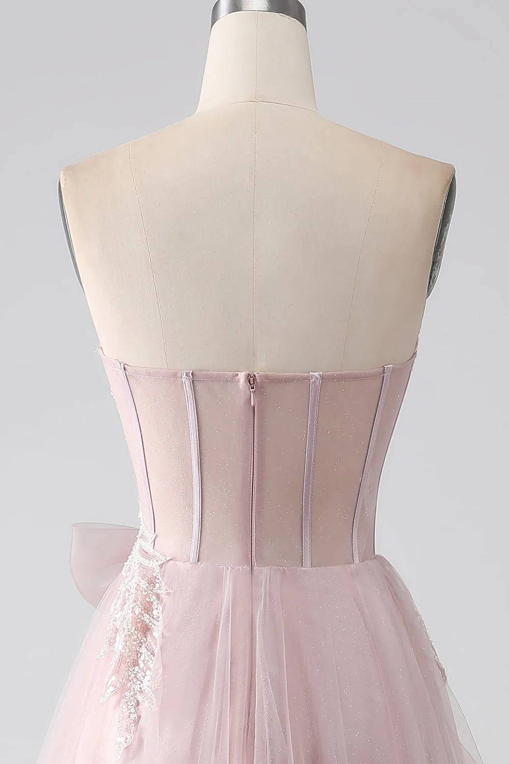 Sparkly A Line Strapless Tulle Prom Dress with Bow sold by Zapaka product image thumbnail 5