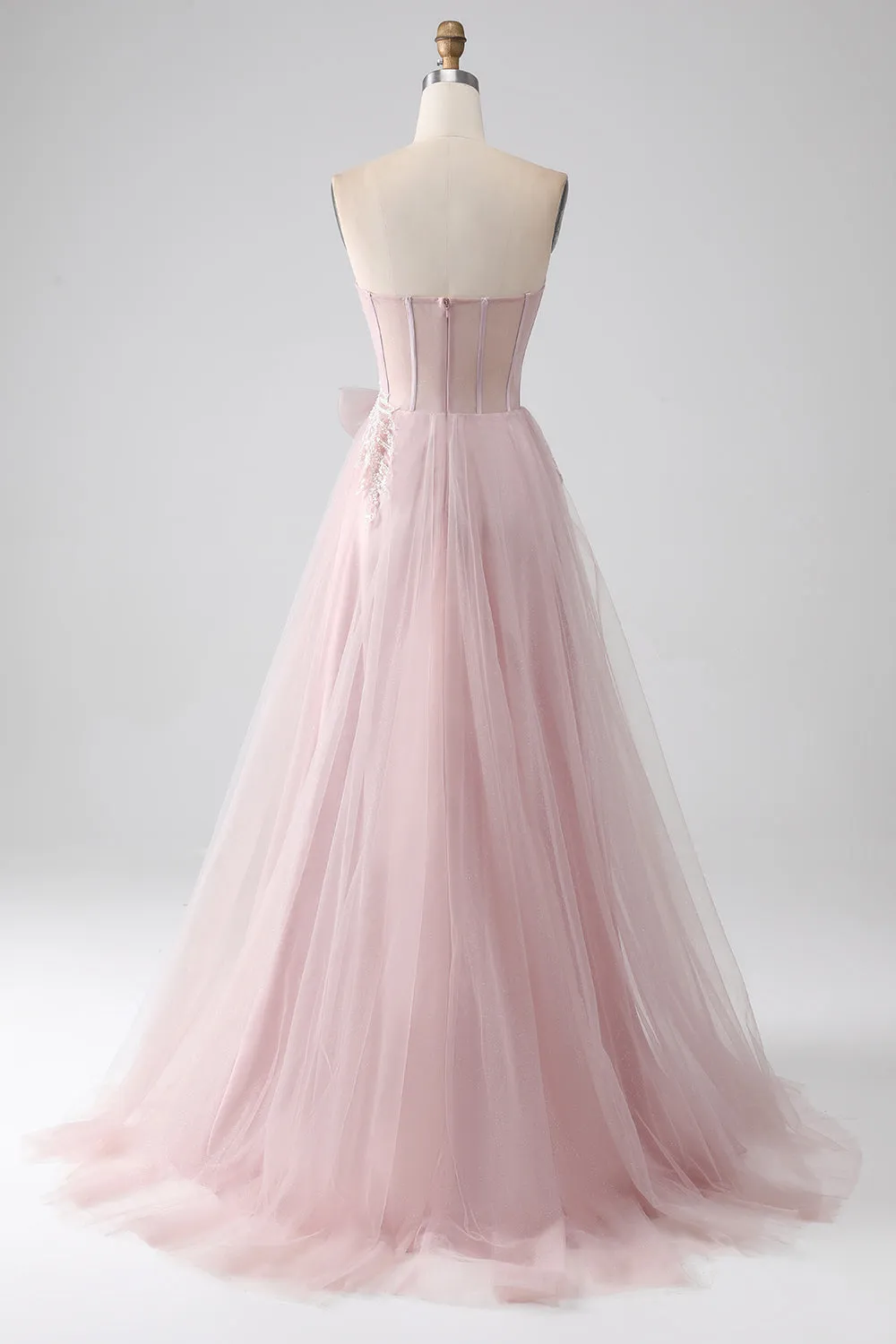 Sparkly A Line Strapless Tulle Prom Dress with Bow sold by Zapaka product image thumbnail 2
