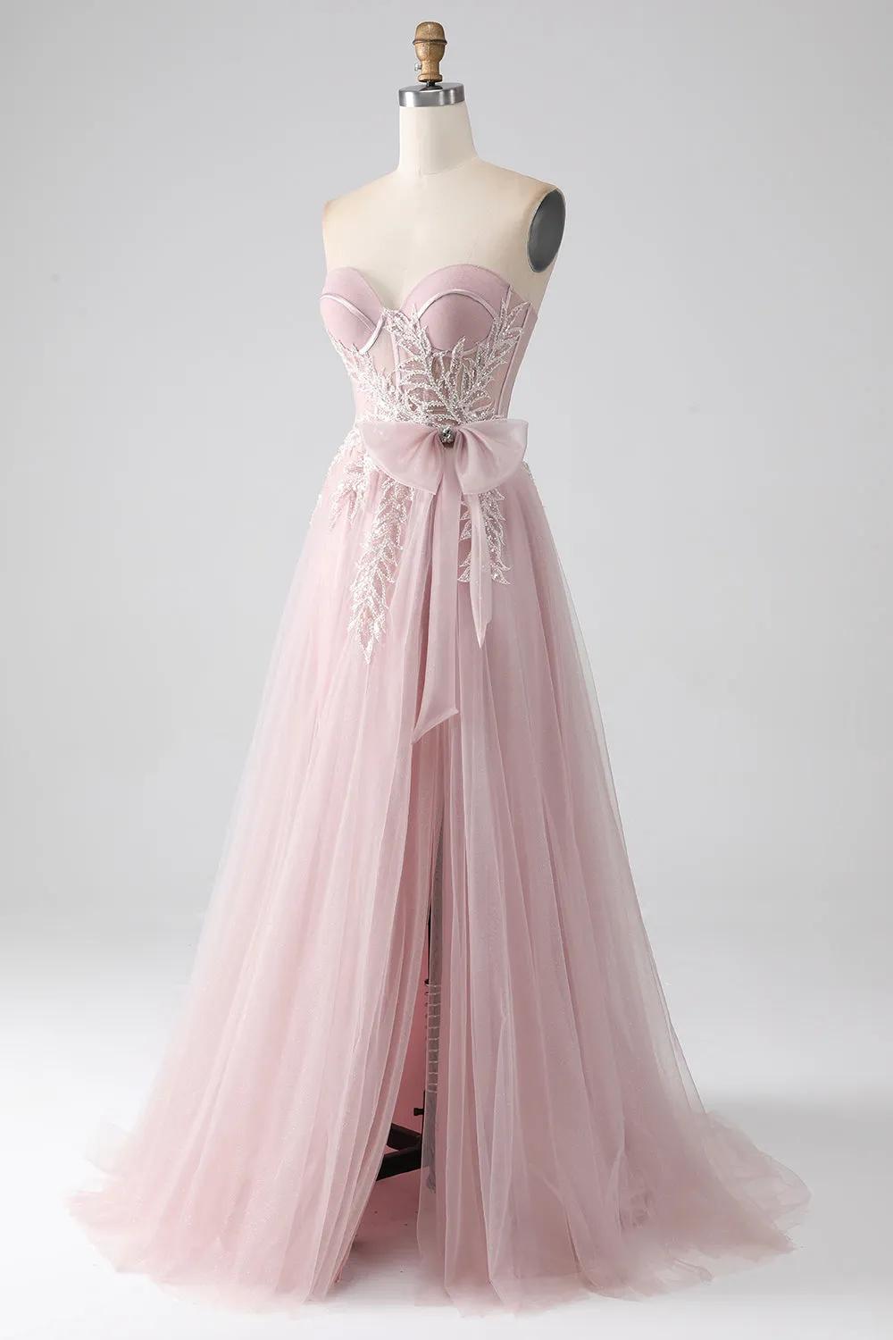 Sparkly A Line Strapless Tulle Prom Dress with Bow sold by Zapaka product image thumbnail 3