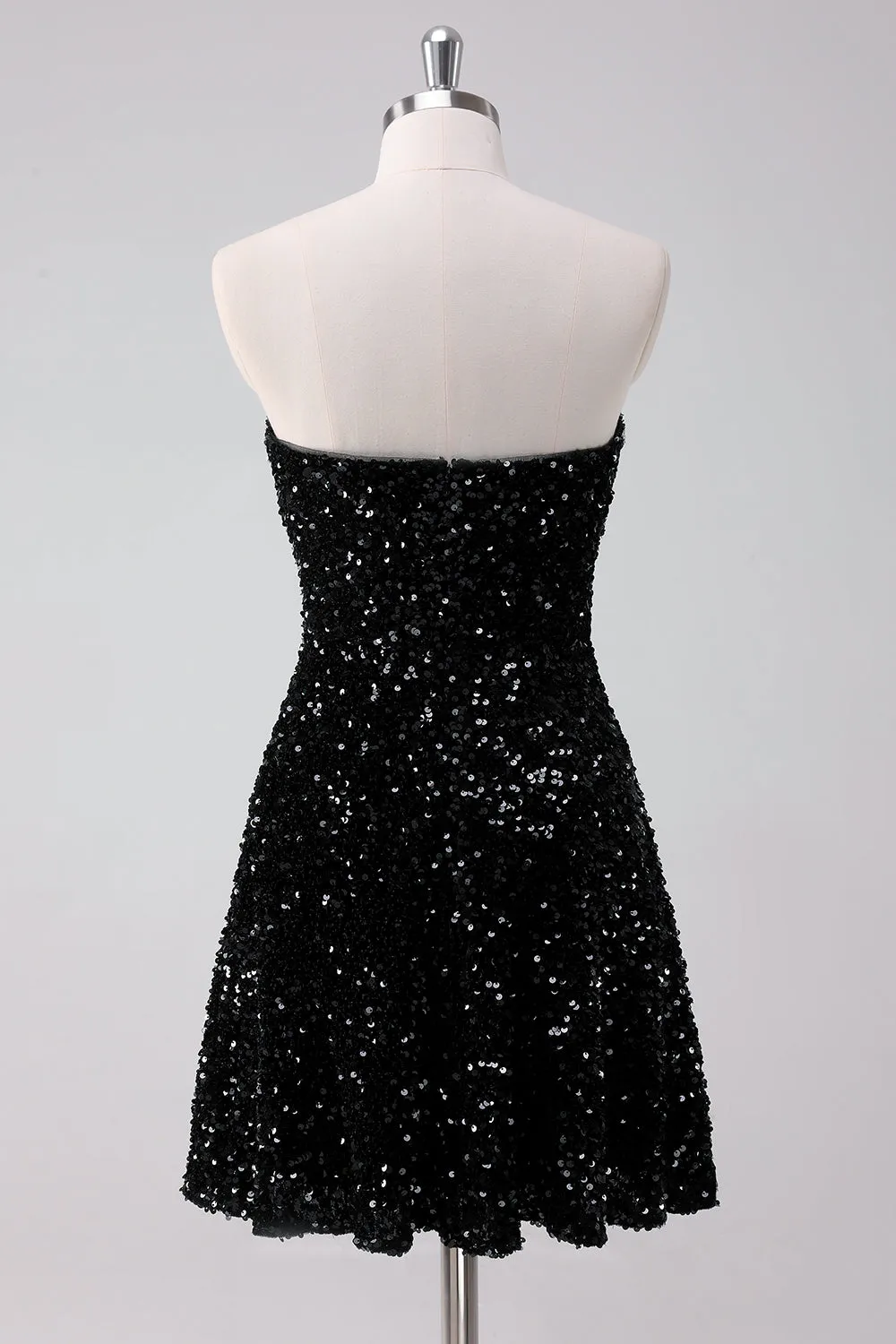 Sparkly Black A-Line Strapless Sequins Short Homecoming Dress sold by Zapaka product image thumbnail 2